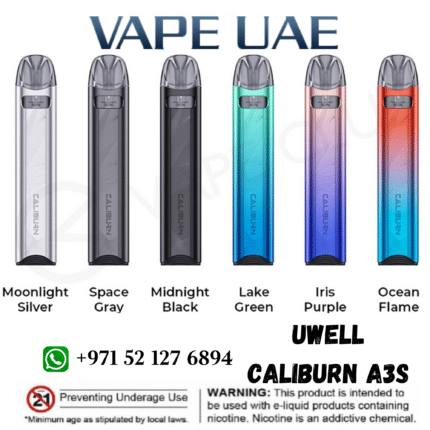 Discover the Uwell Caliburn A3s Pod System in Dubai - a compact and powerful vaping companion. Weighing just 32.6g, this lightweight device packs a punch with 16W of output power. Crafted from high-quality PCTG and Aluminum Alloy materials, it's built to endure. Measuring 109.8mm x 21.3mm x 11.7mm, it's designed for easy portability. With a robust 520mAh battery, it ensures extended vaping sessions. Plus, it's compatible with Uwell's Caliburn A3, AK3, and A3S pods, giving you versatility in flavor and style. Elevate your vaping experience with the Uwell Caliburn A3s Pod System - the perfect blend of power and portability.