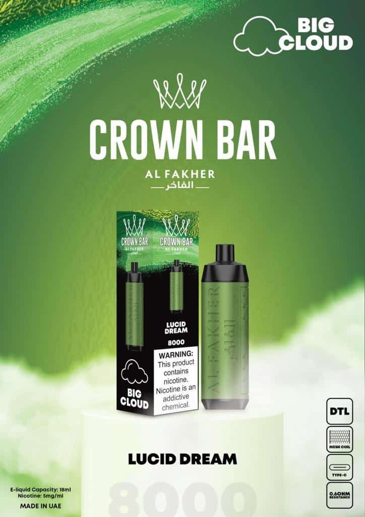Best Al Fakher Crown Bar 8000 Puffs Disposable 5mg DTL (BIG CLOUD) in Dubai  UAE