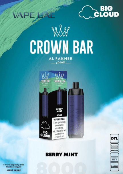Al Fakher Berry Mint 8000 Puffs Crown Bar Disposable Vape