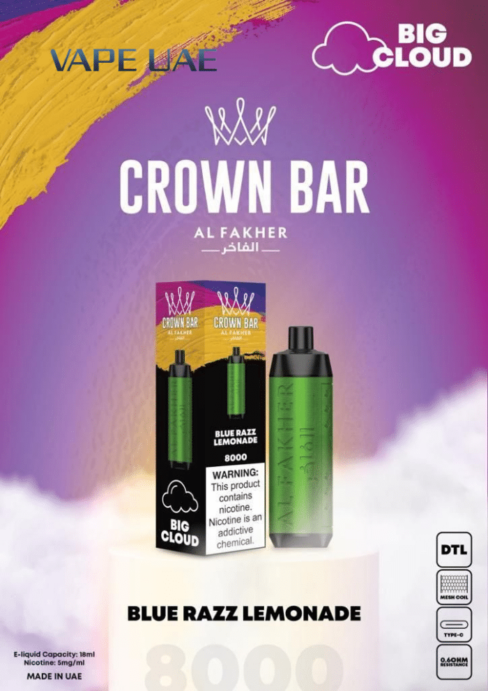 Al Fakher Blue Razz Lemonade 8000 Puffs Crown Bar Disposable