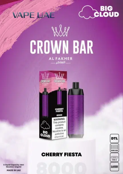 Al Fakher Cherry Fiesta 8000 Puffs Crown Bar Disposable Vape