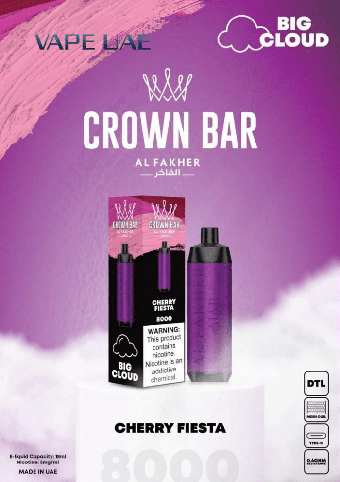 Al Fakher Cherry Fiesta 8000 Puffs Crown Bar Disposable Vape