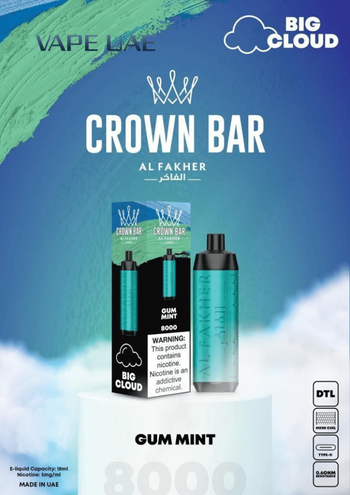 Al Fakher Gum Mint 8000 Puffs Disposable Vape Crown Bar