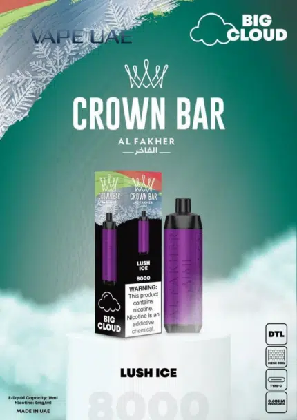 Al Fakher Lush Ice 8000 Puffs Crown Bar Disposable Vape