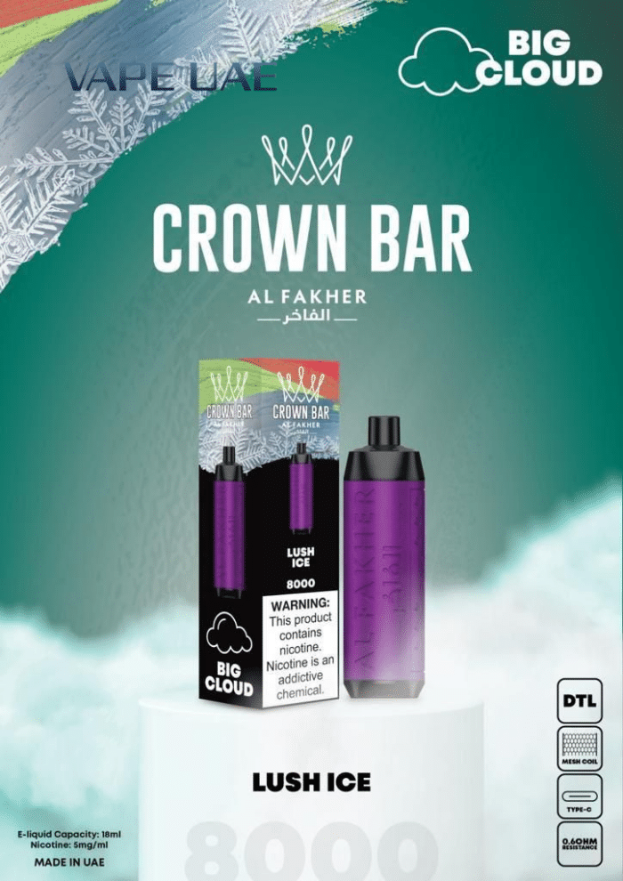 Al Fakher Lush Ice 8000 Puffs Crown Bar Disposable Vape