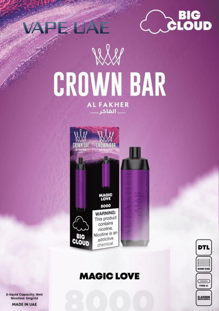 Al Fakher Magic Love 8000 Puffs Crown Bar Disposable Vape