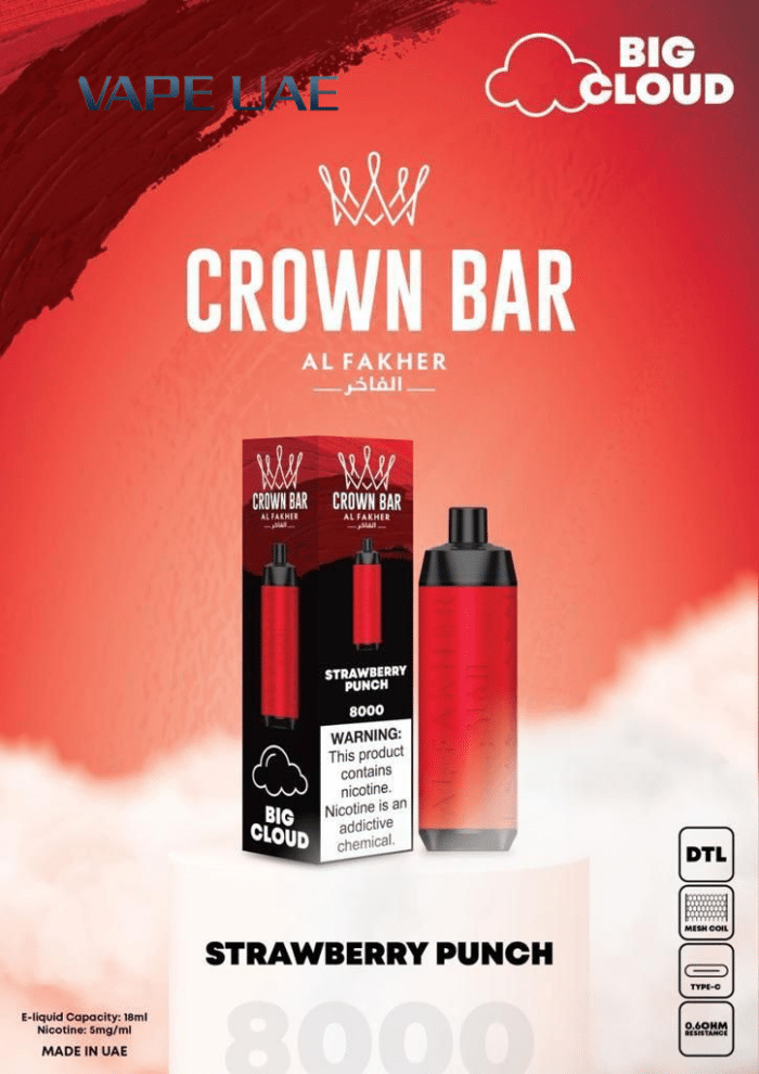 Al Fakher Strawberry Punch 8000 Puffs Crown Bar Disposable Vape