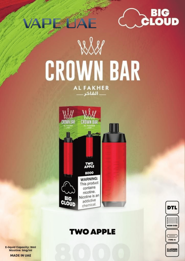 Al Fakher Two Apple Crown Bar 8000 Puffs Disposable