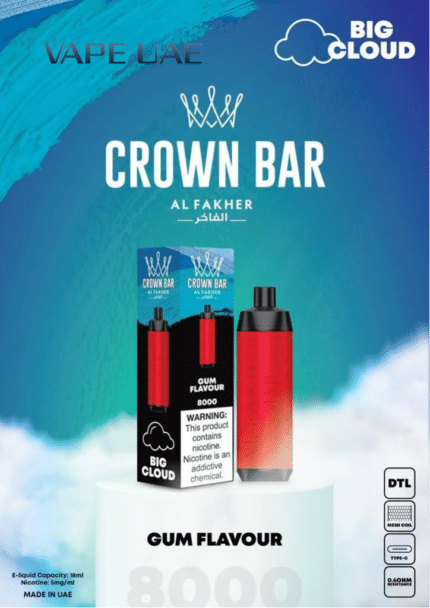 Al Fakher Gum Flavour 8000 Puffs Crown Bar Disposable Vape