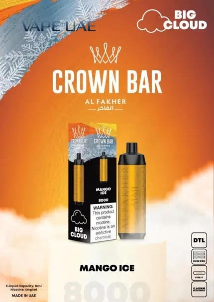Al Fakher Mango Ice 8000 Puffs Crown Bar Disposable Vape