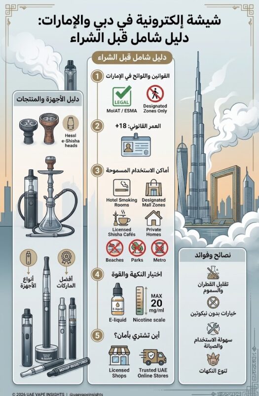"شيشة إلكترونية في دبي والإمارات: دليل شامل قبل الشراء"
