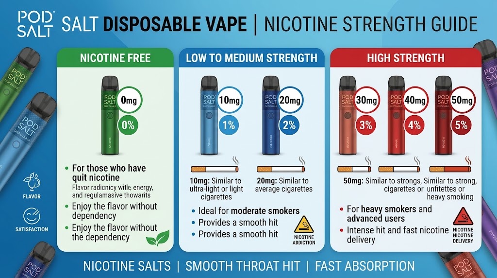 Pod Salt Disposable Vape Nicotine Strength Guide